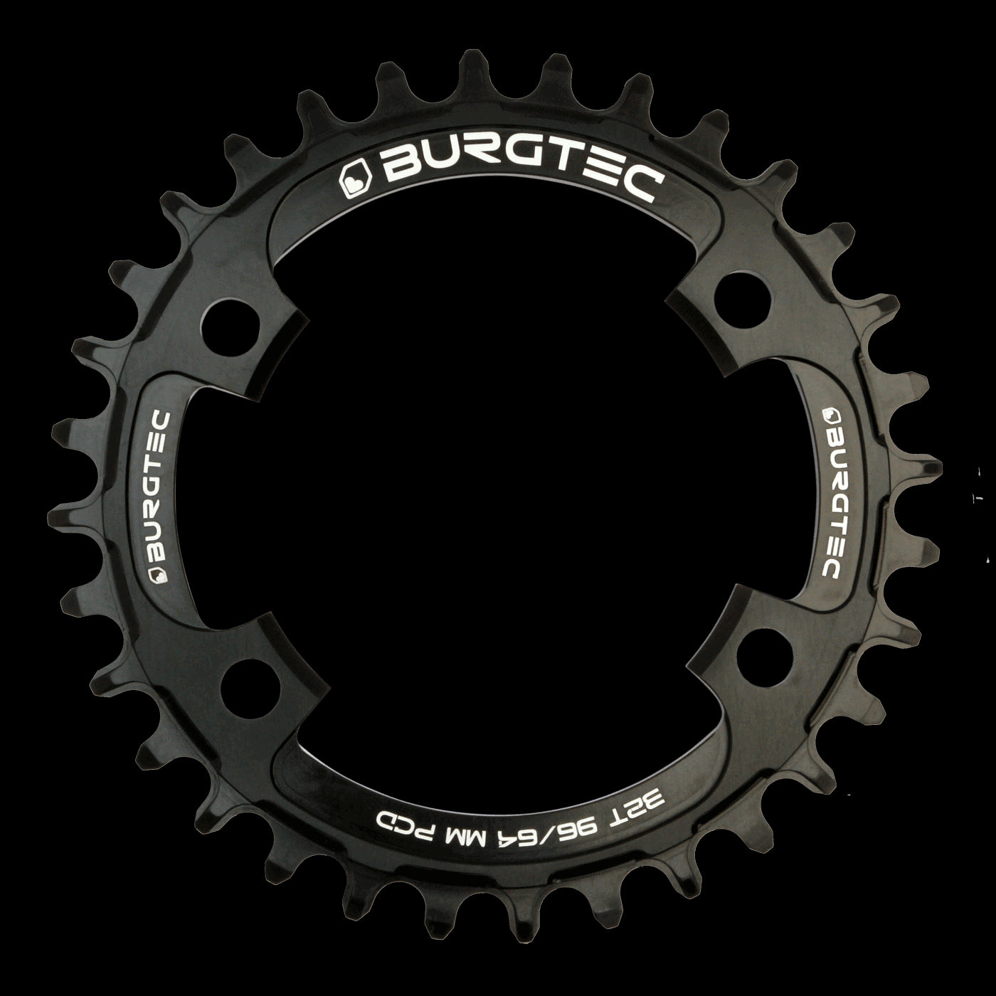 BURGTEC 96/64mm PCD Thick Thin Chainring ­ 30T ­ Burgtec Black