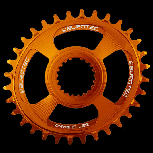 BURGTEC Oval Shimano Direct Mount Thick Thin Chainring - 32T - Iron Bro Orange