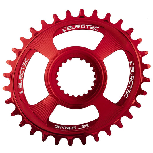 BURGTEC Oval Shimano Direct Mount Thick Thin Chainring - 32T - Race Red