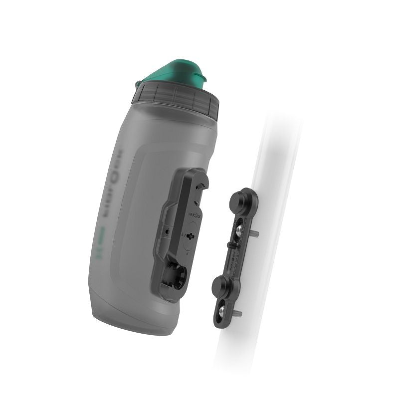 FIDLOCK Twist Bottle 590 Antibacterial + Bike Base Smoke Grey