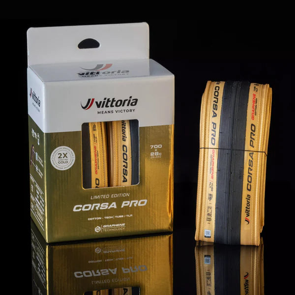 VITTORIA Double Pack Corsa Pro 28-622 fold TLR gold-blk- blk G2.0 Tire