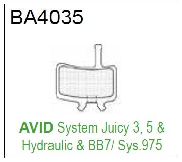 BRAKE AUTHORITY BA4035B - AVID JUICY 3 5 7 ULTIMATE BB 7 BRAKE PADS MTB BURLY