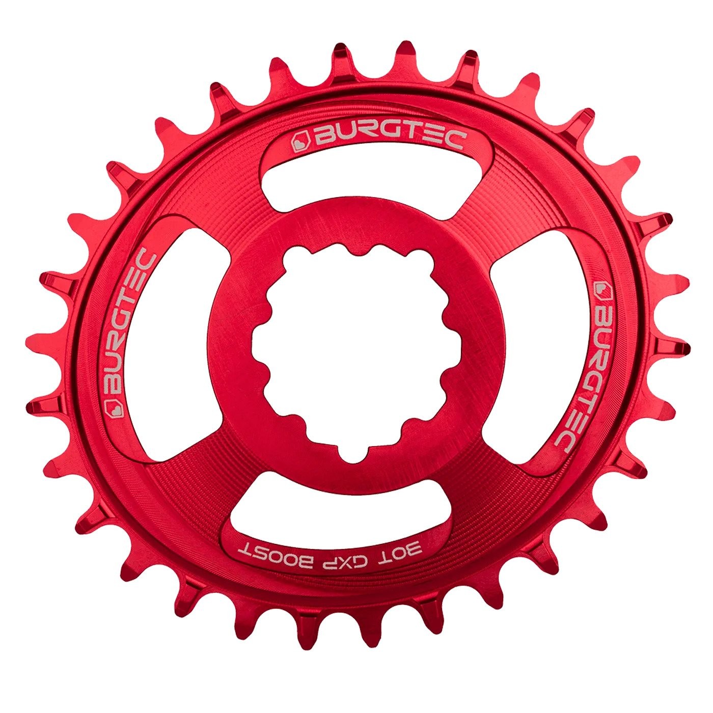 BURGTEC Oval GXP Boost 3mm Offset Thick Thin Chainring ­ 32T ­ Race Red