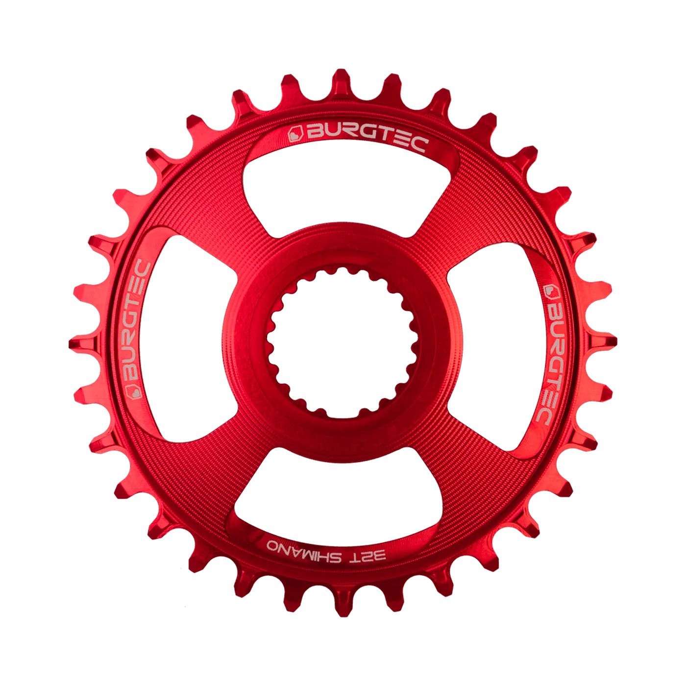 BURGTEC Shimano Direct Mount Thick Thin Chainring - 32T - Race Red