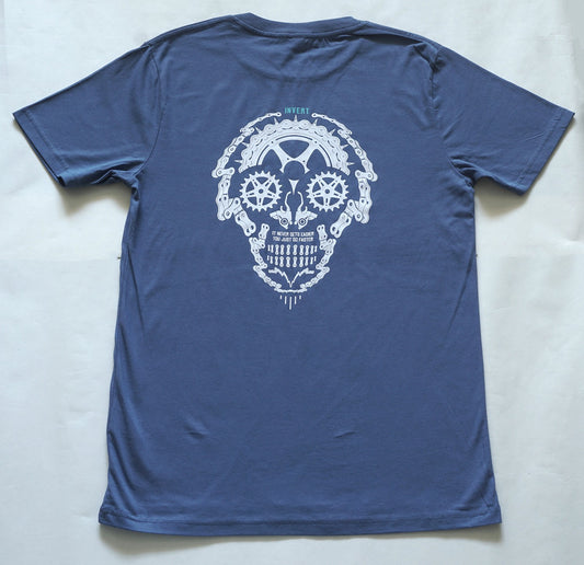 INVERT CHAIN SKULL DENIM BLUE T-SHIRT M