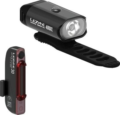 LEZYNE MINI Drive 400 XL / STICK Drive PAIR Black Bike Lights