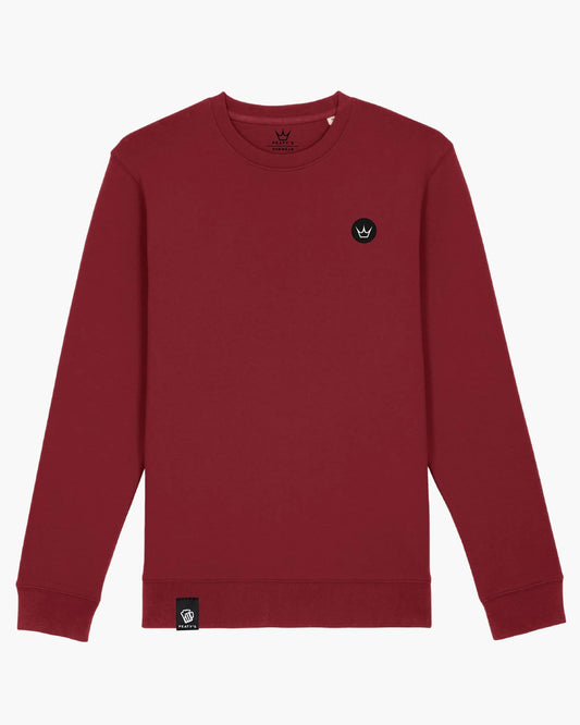 Peaty's AW23 PubWear Embroidered Crew Jumper - Crown / Burgundy XL