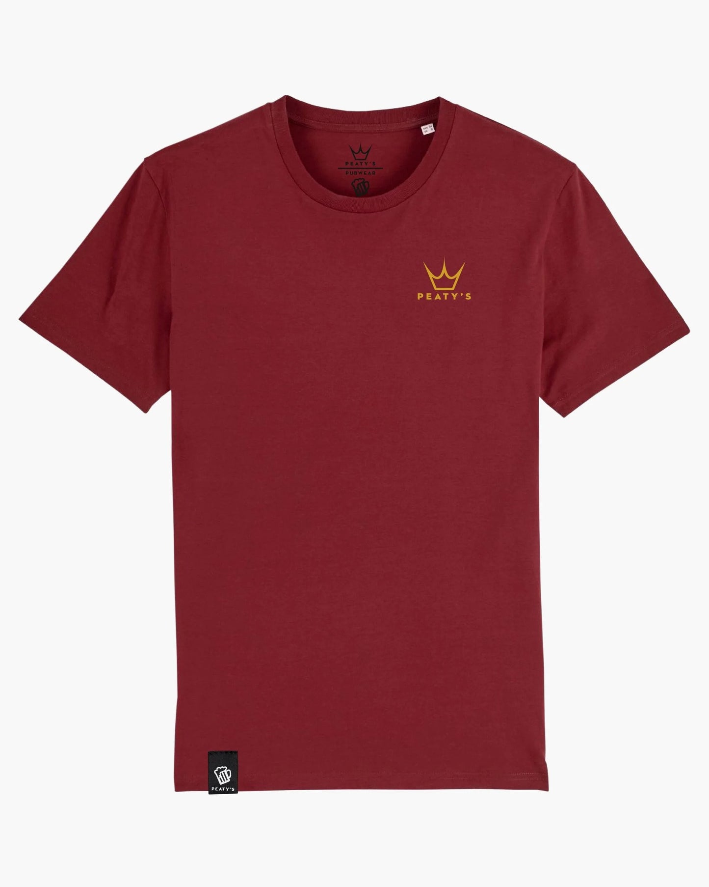 Peaty's AW23 PubWear T-Shirt - Now't a Beer Can't Fix / Burgundy L