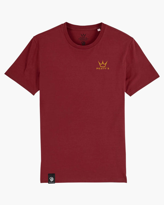 Peaty's AW23 PubWear T-Shirt - Now't a Beer Can't Fix / Burgundy S