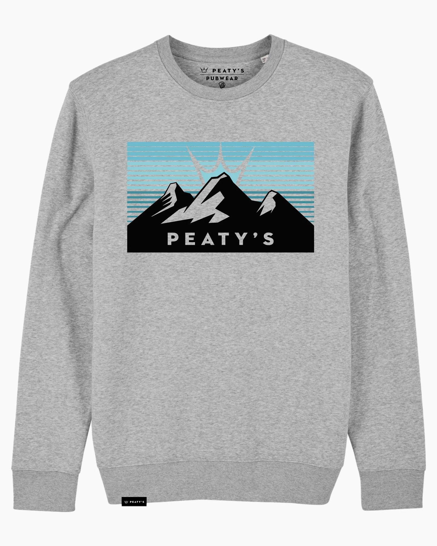 Peaty's AW24 PubWear Crew Jumper - 3 Peaks Sunrise / Heather Grey - Medium