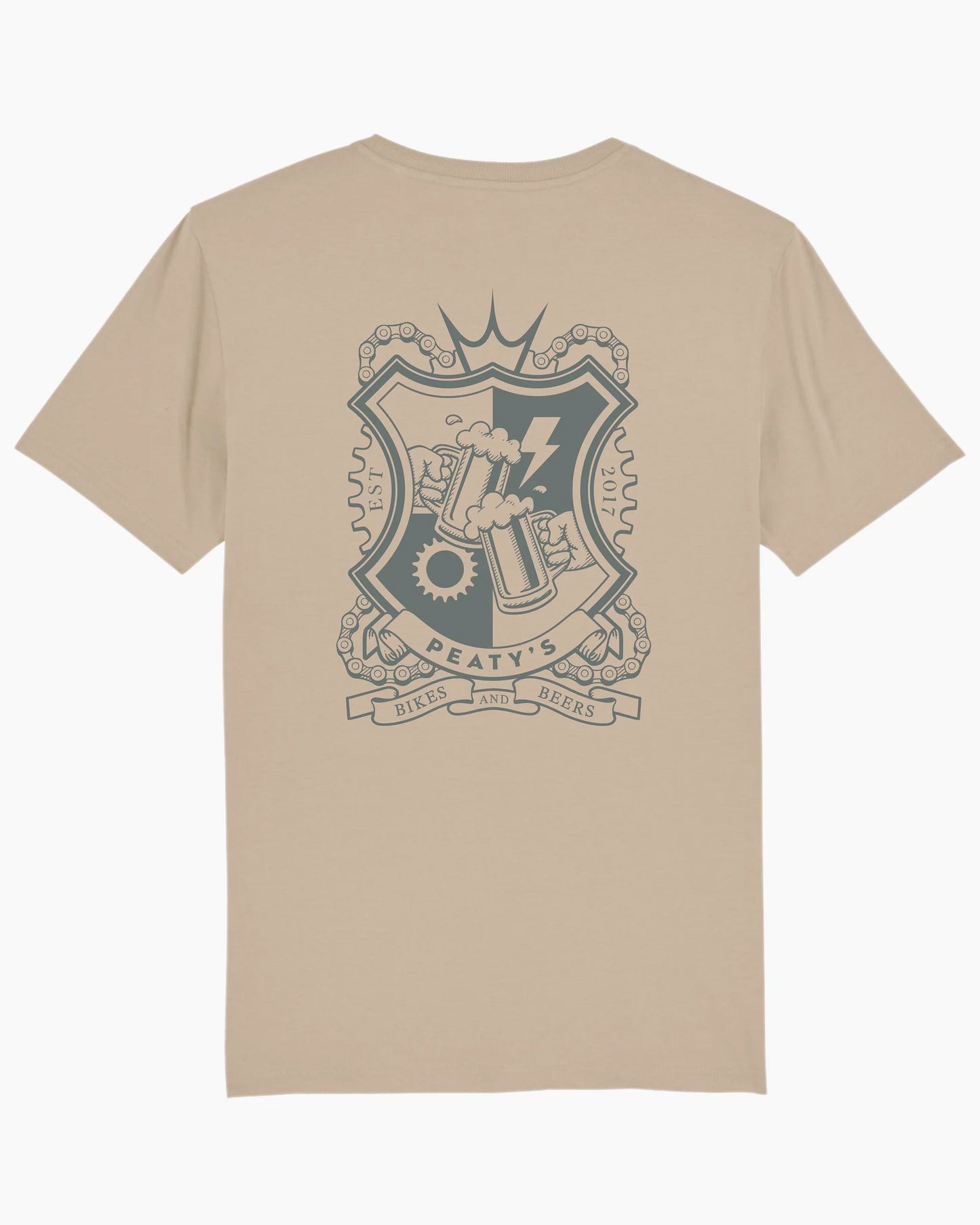 Peaty's AW24 PubWear Tee - Bikes & Beers Crest / Desert Dust - Small