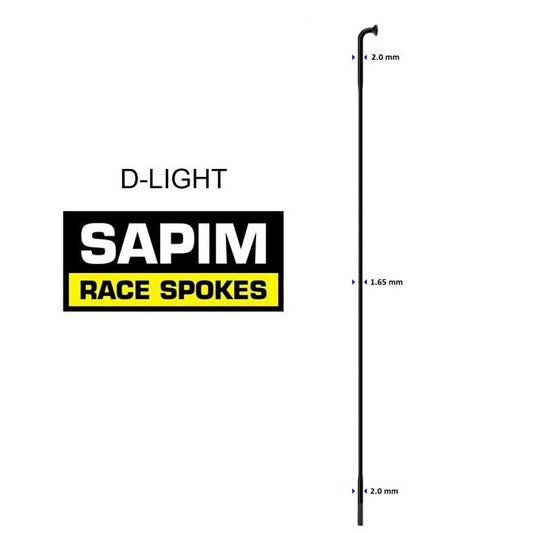 SAPIM D-light Spokes 274mm J-Bend Black + 12mm Nipple Polyax Box Per 100