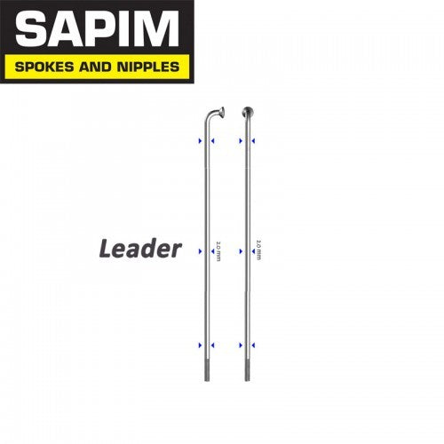 SAPIM Leader Spokes 256mm J-Bend Black Box Per 100 - NO Nipples