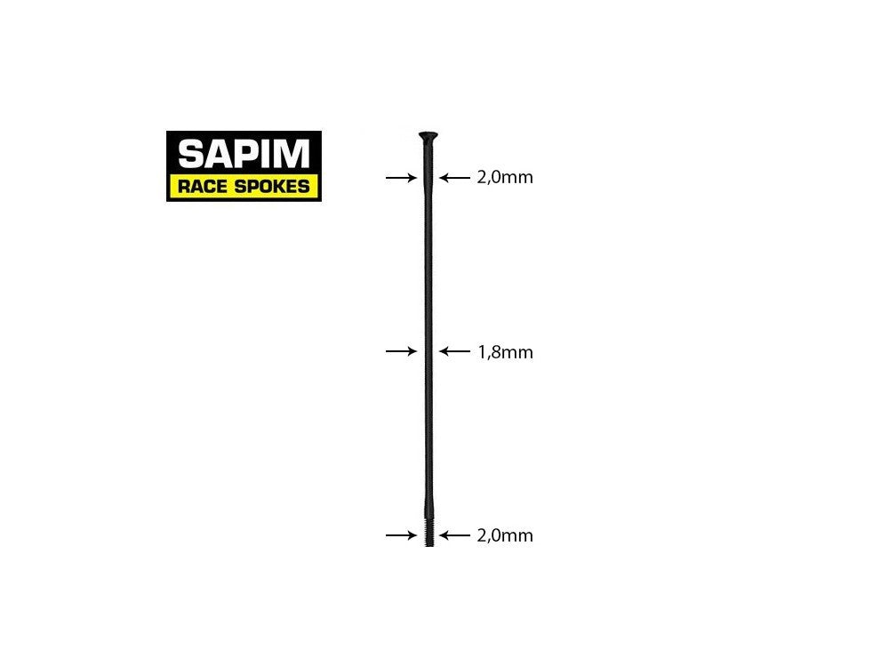 SAPIM Race Spokes 296mm Straight Black Box Per 100 - NO Nipples